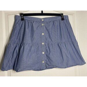 Madewell Skirt Womens XL Blue Bistro Striped Mini Lined 100% Cotton A-Line